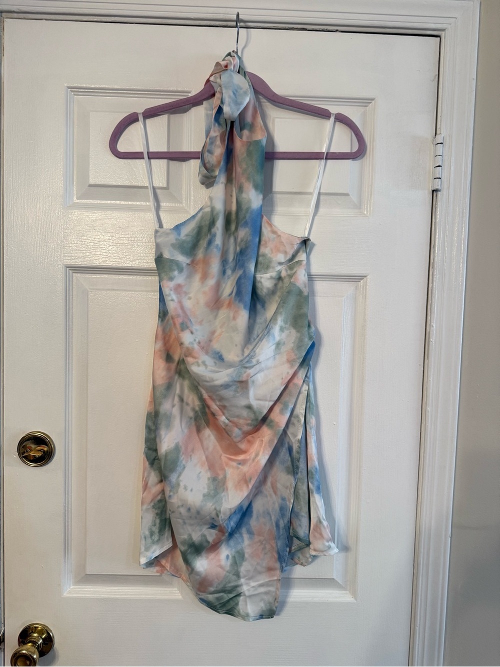 Angel Biba Pastel Watercolor Slip Dress in Blue, Green & Pink